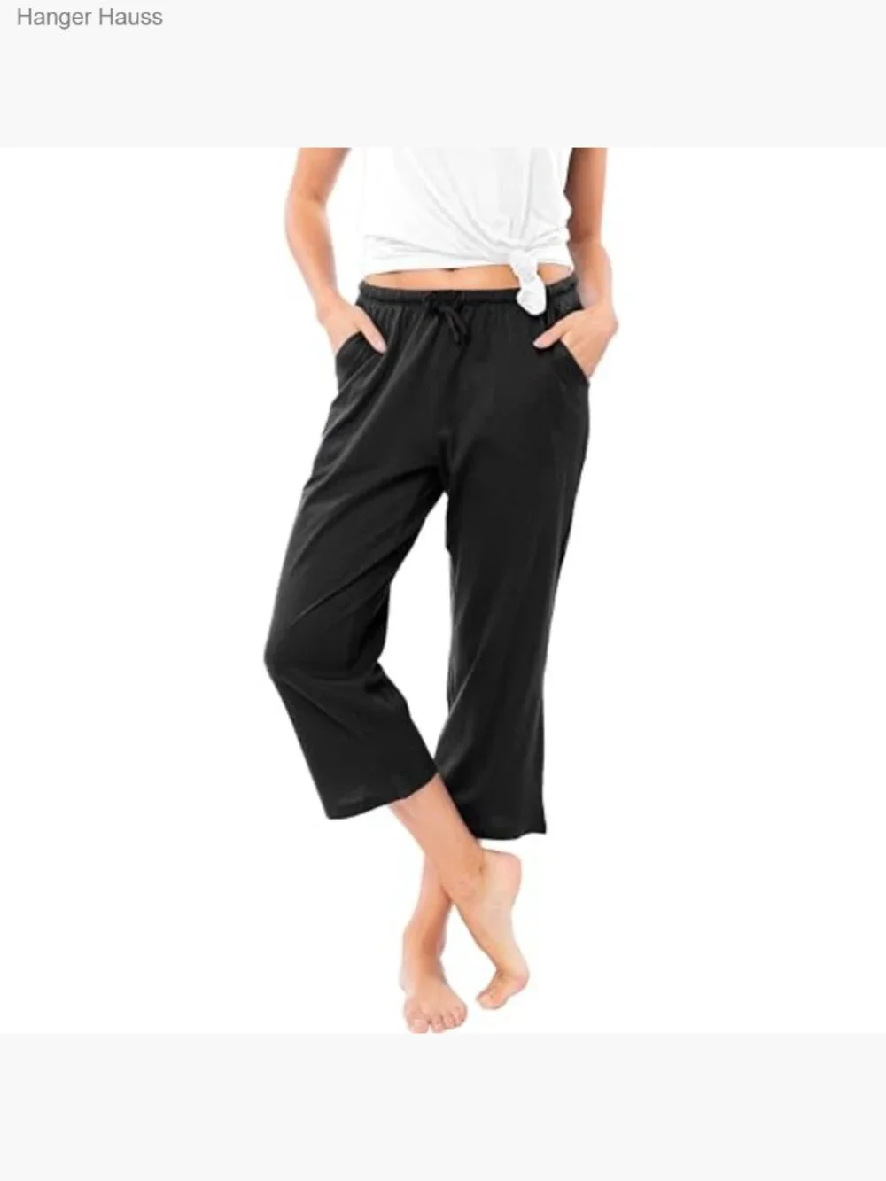 100% Cotton Capri Lounge Pants with Drawstring and Pockets